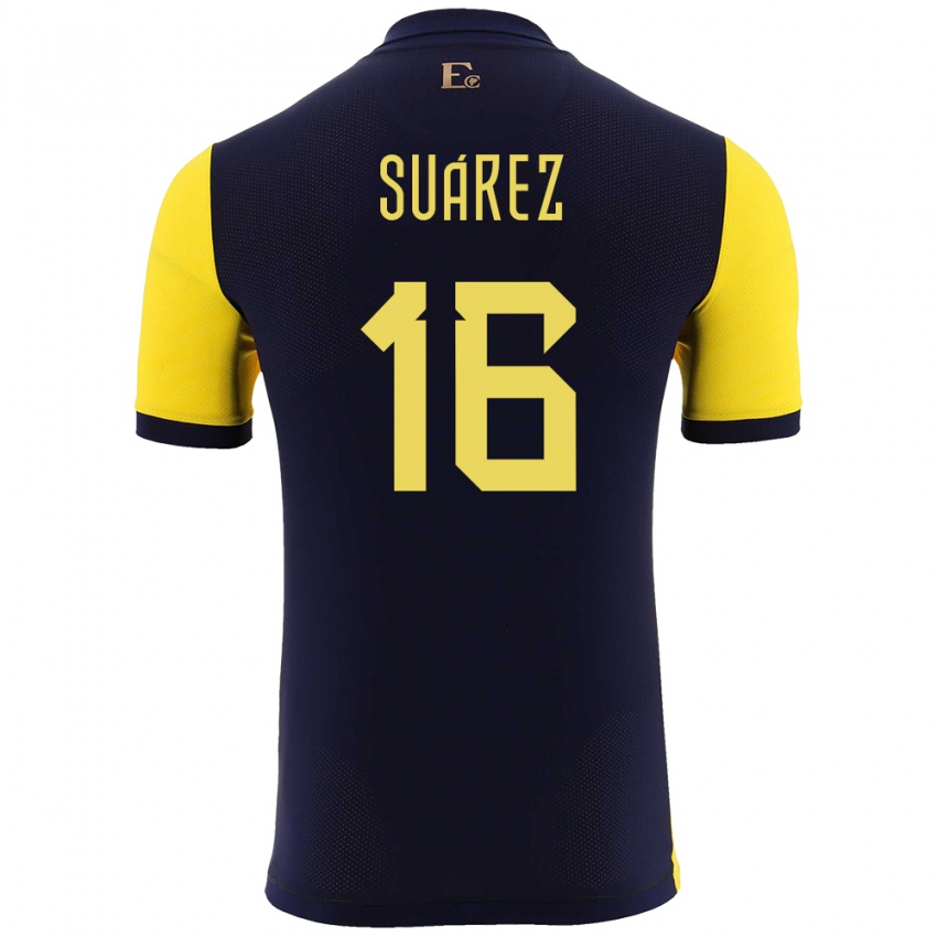 Herren Ecuador Ariel Suarez #16 Gelb Heimtrikot Trikot 24-26 T-Shirt