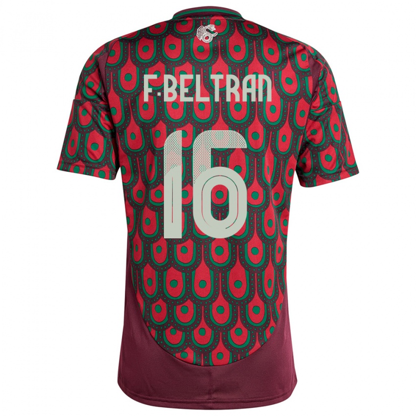 Herren Mexiko Fernando Beltran #16 Kastanienbraun Heimtrikot Trikot 24-26 T-Shirt