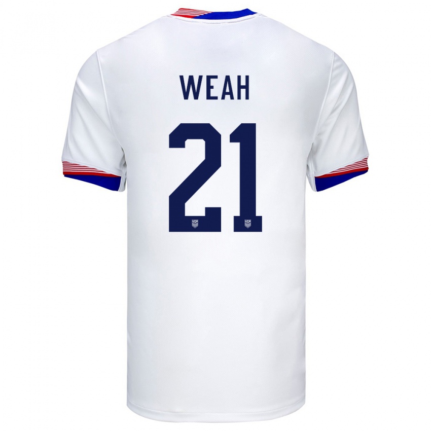 Herren Vereinigte Staaten Timothy Weah #21 Weiß Heimtrikot Trikot 24-26 T-Shirt