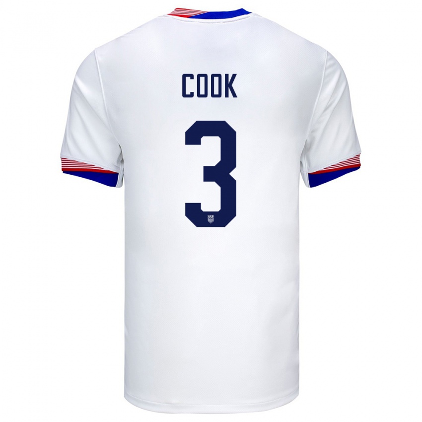 Herren Vereinigte Staaten Alana Cook #3 Weiß Heimtrikot Trikot 24-26 T-Shirt