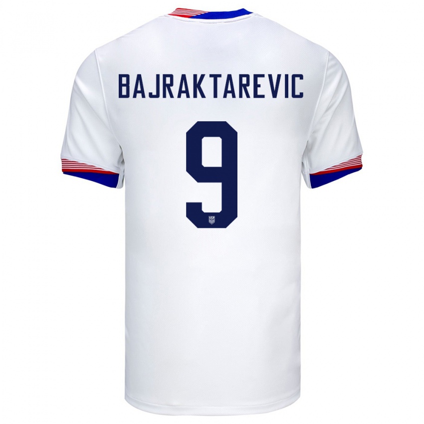 Herren Vereinigte Staaten Esmir Bajraktarevic #9 Weiß Heimtrikot Trikot 24-26 T-Shirt