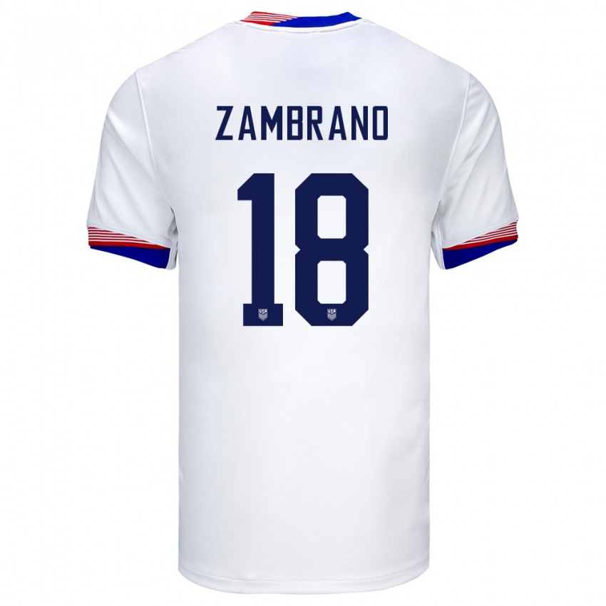 Herren Vereinigte Staaten Marcos Zambrano #18 Weiß Heimtrikot Trikot 24-26 T-Shirt