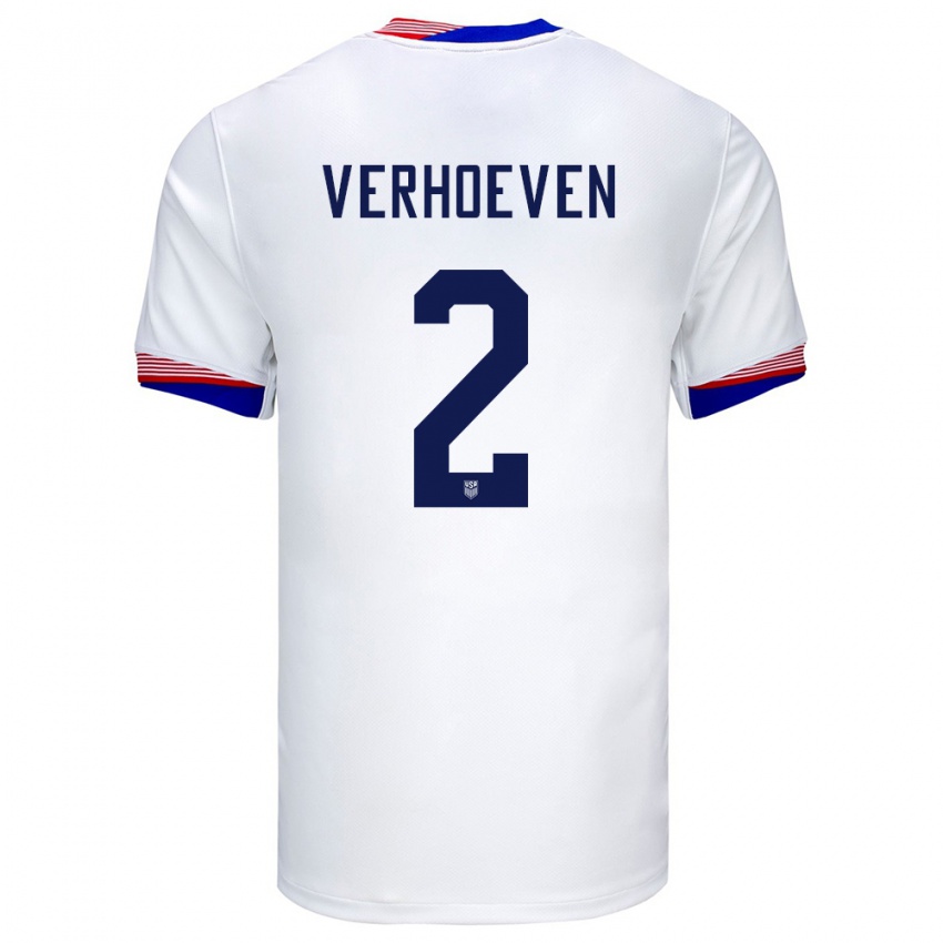 Herren Vereinigte Staaten Oscar Verhoeven #2 Weiß Heimtrikot Trikot 24-26 T-Shirt