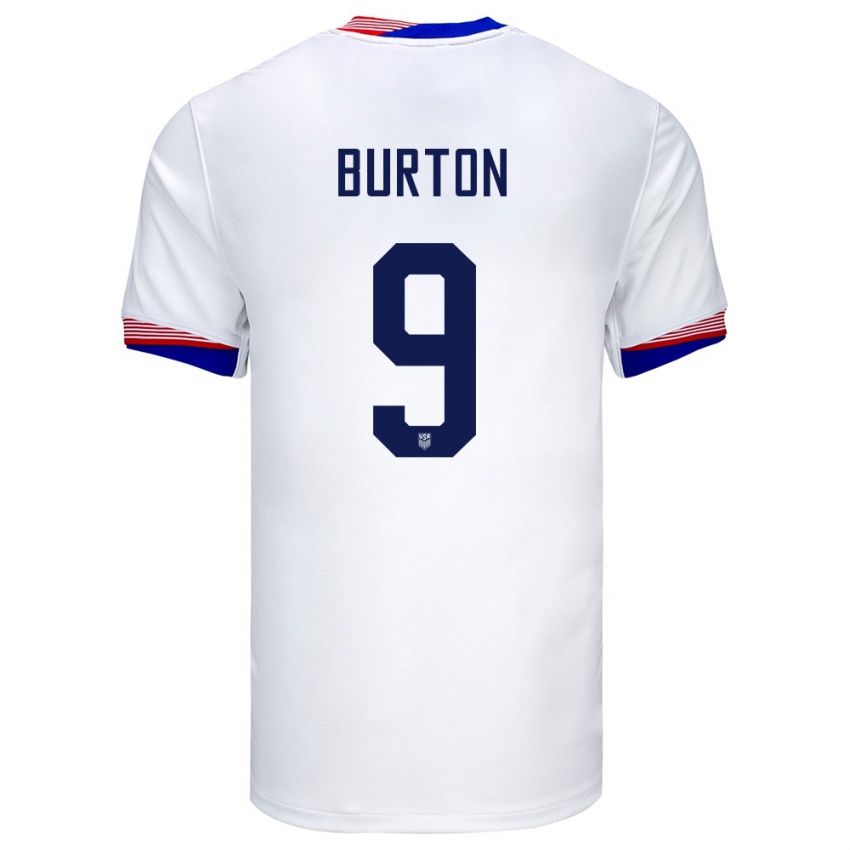 Herren Vereinigte Staaten Micah Burton #9 Weiß Heimtrikot Trikot 24-26 T-Shirt