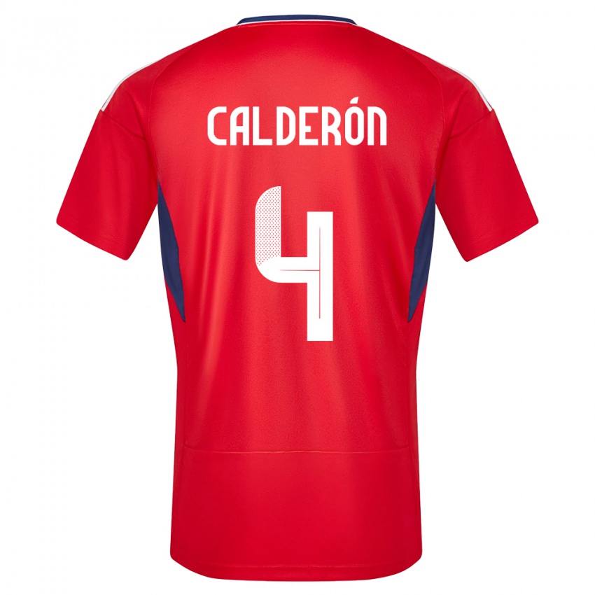 Herren Costa Rica Brandon Calderon #4 Rot Heimtrikot Trikot 24-26 T-Shirt