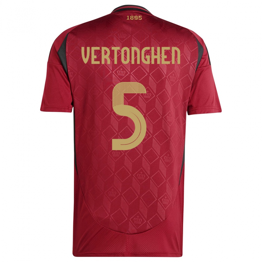 Herren Belgien Jan Vertonghen #5 Burgund Heimtrikot Trikot 24-26 T-Shirt