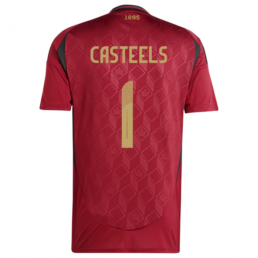 Herren Belgien Koen Casteels #1 Burgund Heimtrikot Trikot 24-26 T-Shirt