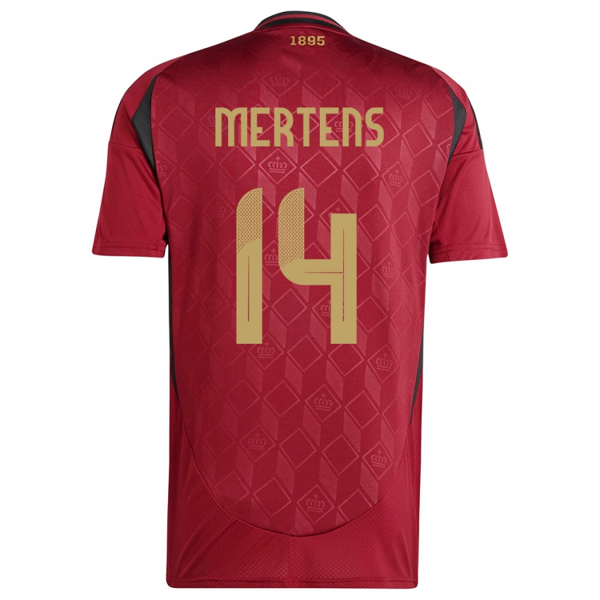 Herren Belgien Dries Mertens #14 Burgund Heimtrikot Trikot 24-26 T-Shirt