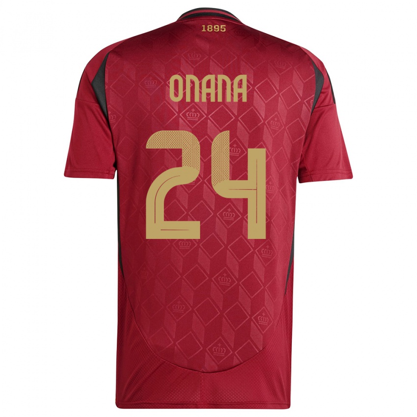 Herren Belgien Amadou Onana #24 Burgund Heimtrikot Trikot 24-26 T-Shirt