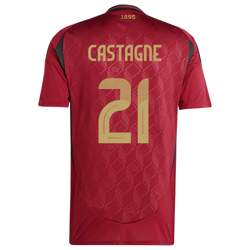 Herren Belgien Timothy Castagne #21 Burgund Heimtrikot Trikot 24-26 T-Shirt