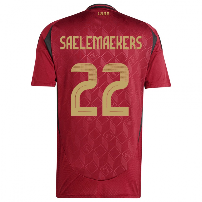 Herren Belgien Alexis Saelemaekers #22 Burgund Heimtrikot Trikot 24-26 T-Shirt