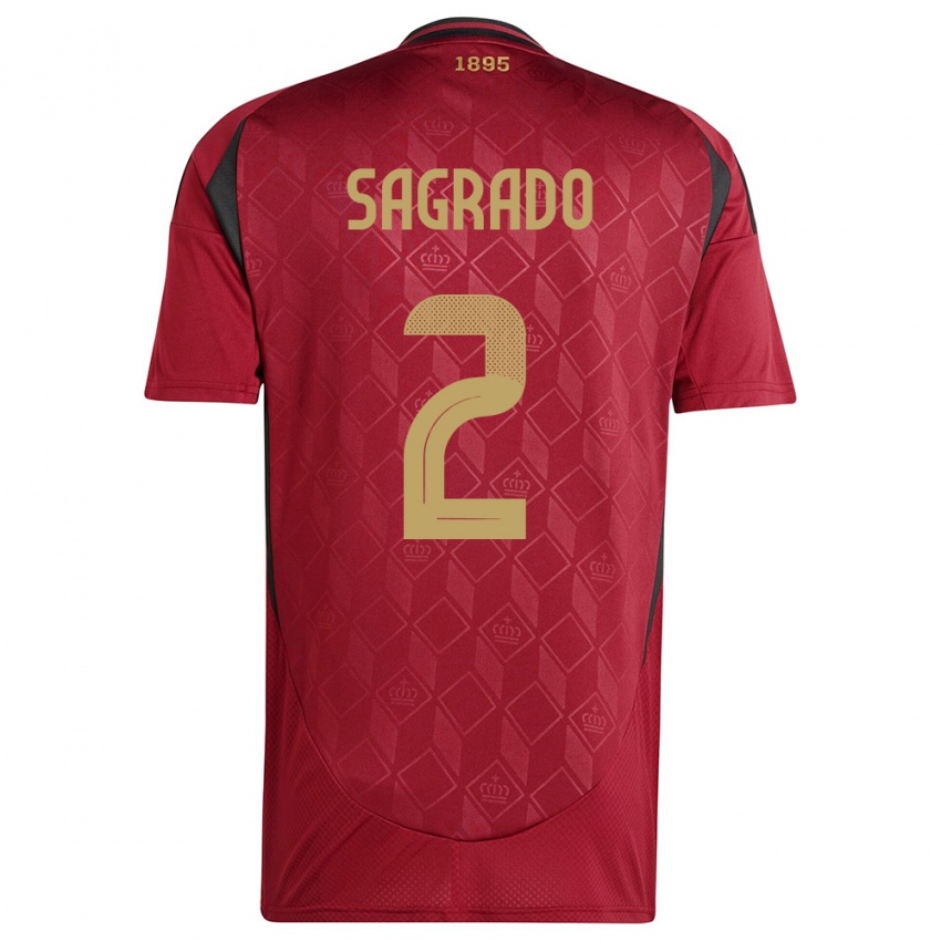 Herren Belgien Richie Sagrado #2 Burgund Heimtrikot Trikot 24-26 T-Shirt