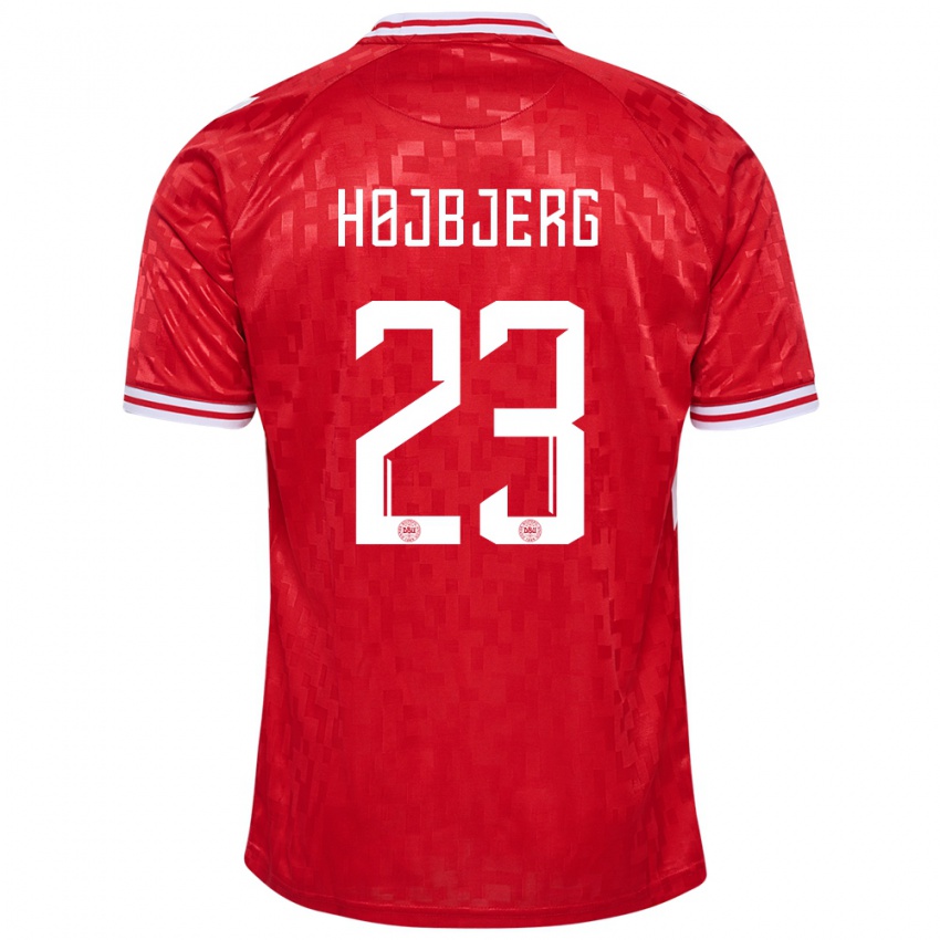 Herren Dänemark Pierre Emile Hojbjerg #23 Rot Heimtrikot Trikot 24-26 T-Shirt