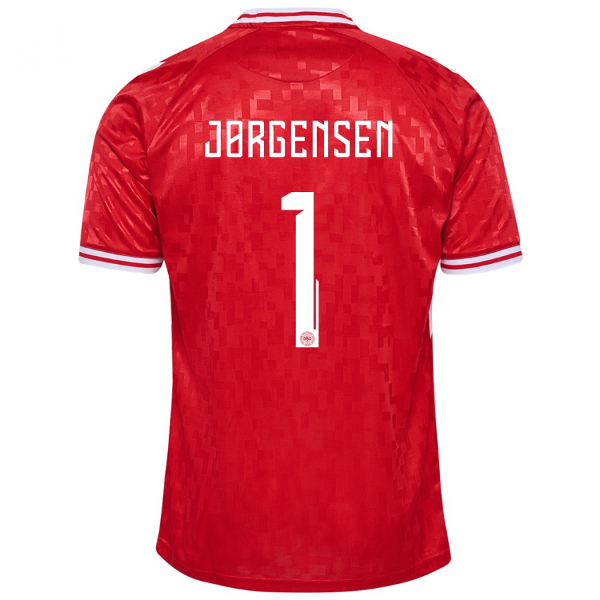 Herren Dänemark Filip Jørgensen #1 Rot Heimtrikot Trikot 24-26 T-Shirt