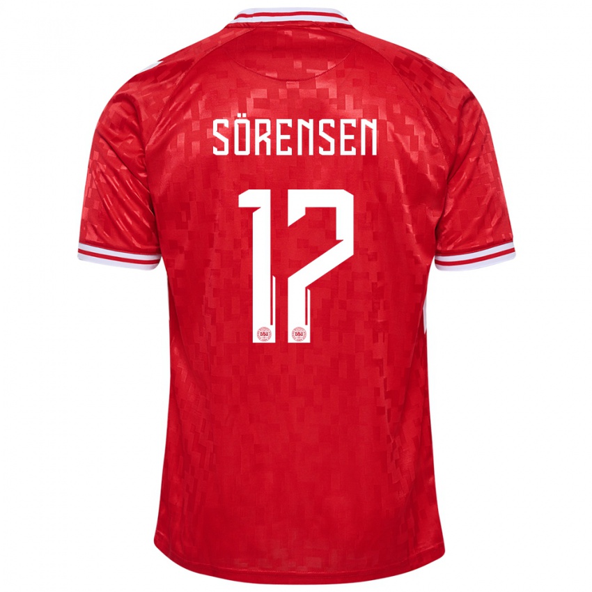 Herren Dänemark Oliver Sörensen #17 Rot Heimtrikot Trikot 24-26 T-Shirt