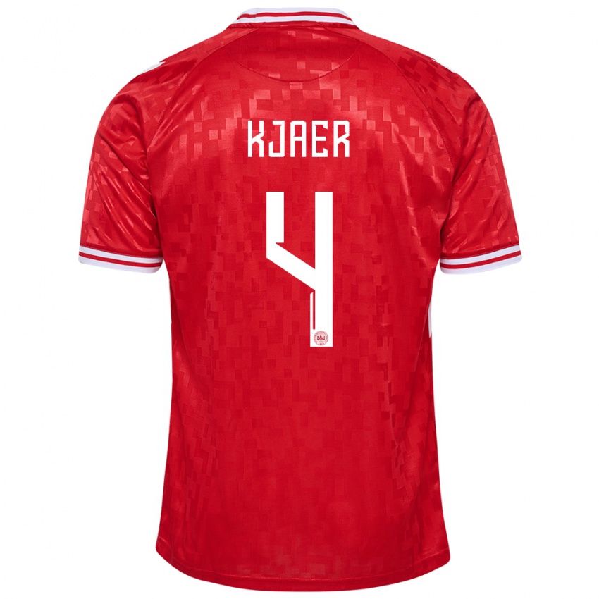 Herren Dänemark Simon Kjaer #4 Rot Heimtrikot Trikot 24-26 T-Shirt