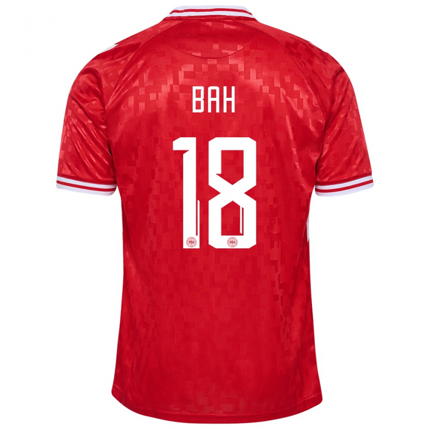 Herren Dänemark Alexander Bah #18 Rot Heimtrikot Trikot 24-26 T-Shirt