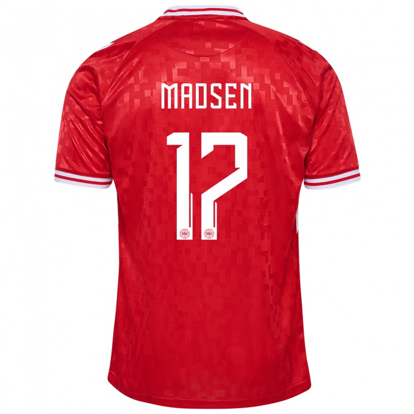 Herren Dänemark Nicolas Madsen #17 Rot Heimtrikot Trikot 24-26 T-Shirt