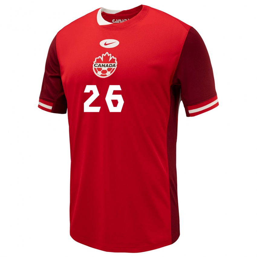 Herren Kanada Luca Koleosho #26 Rot Heimtrikot Trikot 24-26 T-Shirt