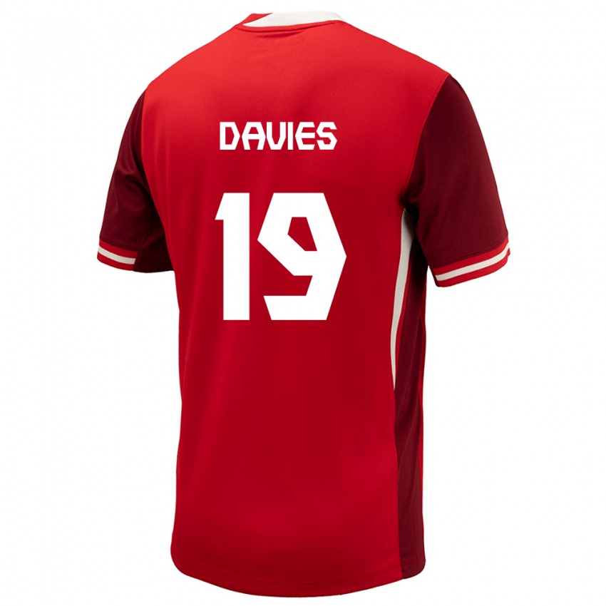 Herren Kanada Alphonso Davies #19 Rot Heimtrikot Trikot 24-26 T-Shirt