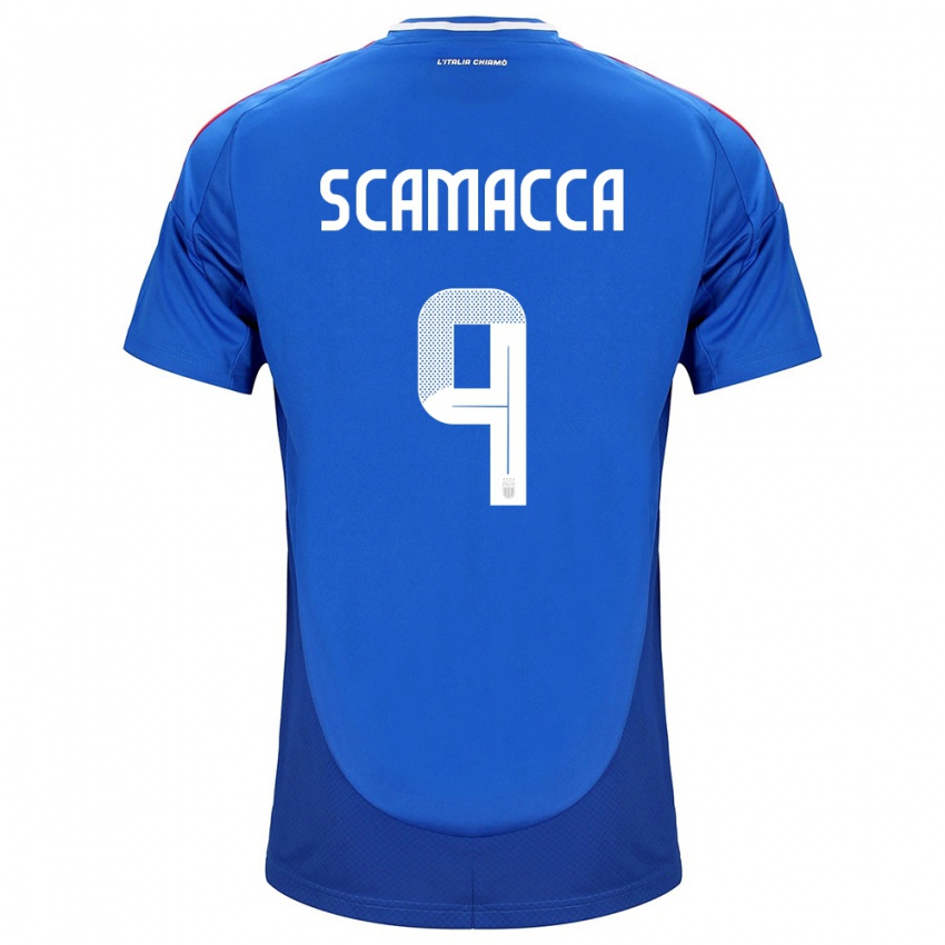 Herren Italien Gianluca Scamacca #9 Blau Heimtrikot Trikot 24-26 T-Shirt