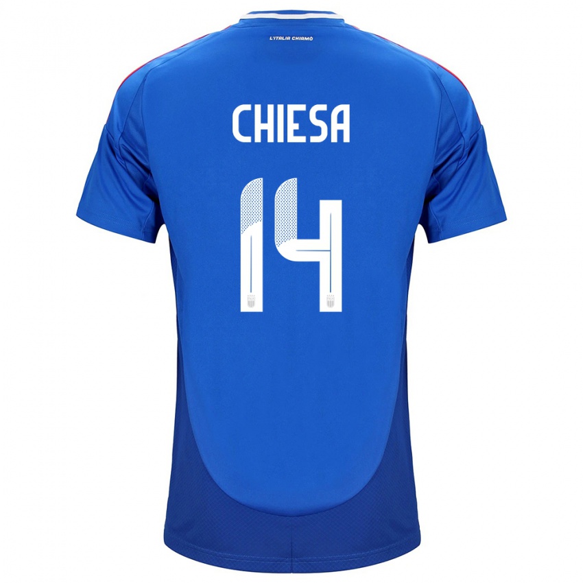 Herren Italien Federico Chiesa #14 Blau Heimtrikot Trikot 24-26 T-Shirt