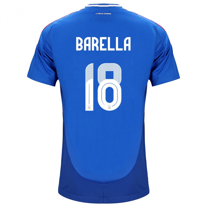 Herren Italien Nicolò Barella #18 Blau Heimtrikot Trikot 24-26 T-Shirt