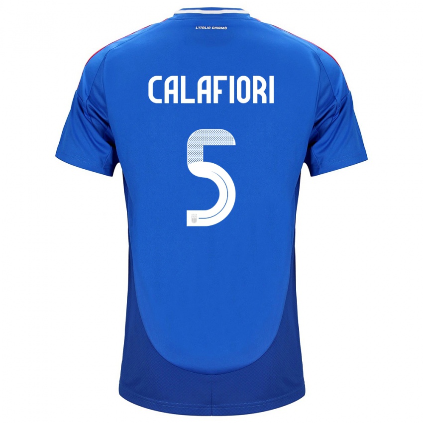 Herren Italien Riccardo Calafiori #5 Blau Heimtrikot Trikot 24-26 T-Shirt