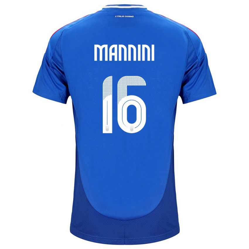 Herren Italien Mattia Mannini #16 Blau Heimtrikot Trikot 24-26 T-Shirt