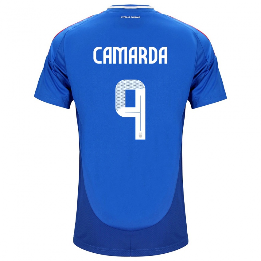 Herren Italien Francesco Camarda #9 Blau Heimtrikot Trikot 24-26 T-Shirt