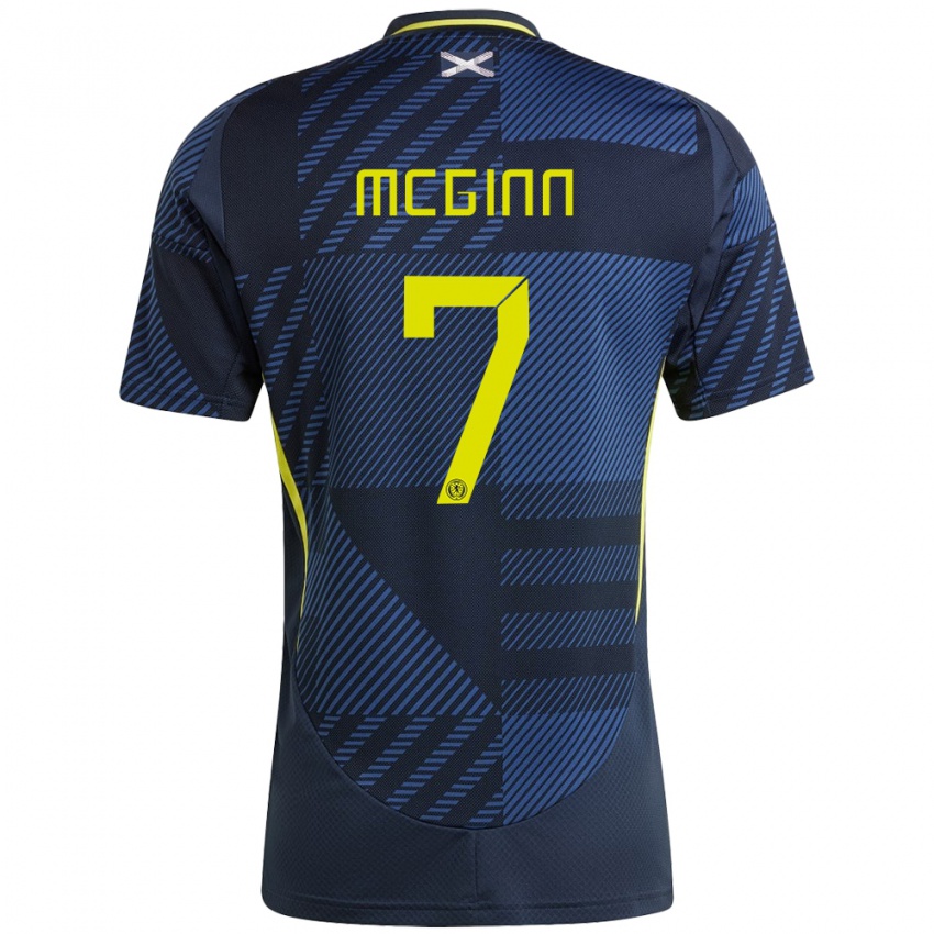 Herren Schottland John Mcginn #7 Dunkelblau Heimtrikot Trikot 24-26 T-Shirt
