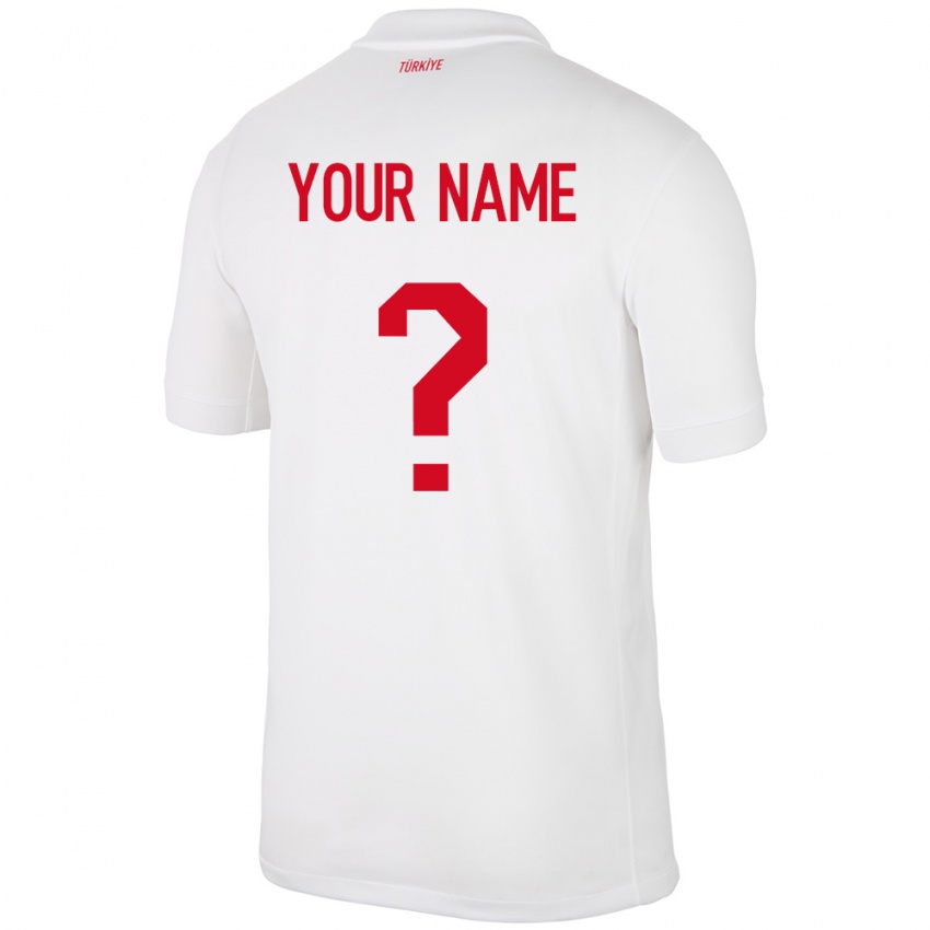 Herren Türkei Ihren Namen #0 Weiß Heimtrikot Trikot 24-26 T-Shirt