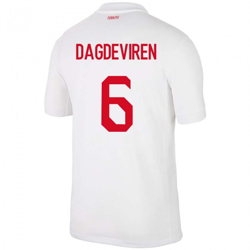 Herren Türkei Diren Dağdeviren #6 Weiß Heimtrikot Trikot 24-26 T-Shirt