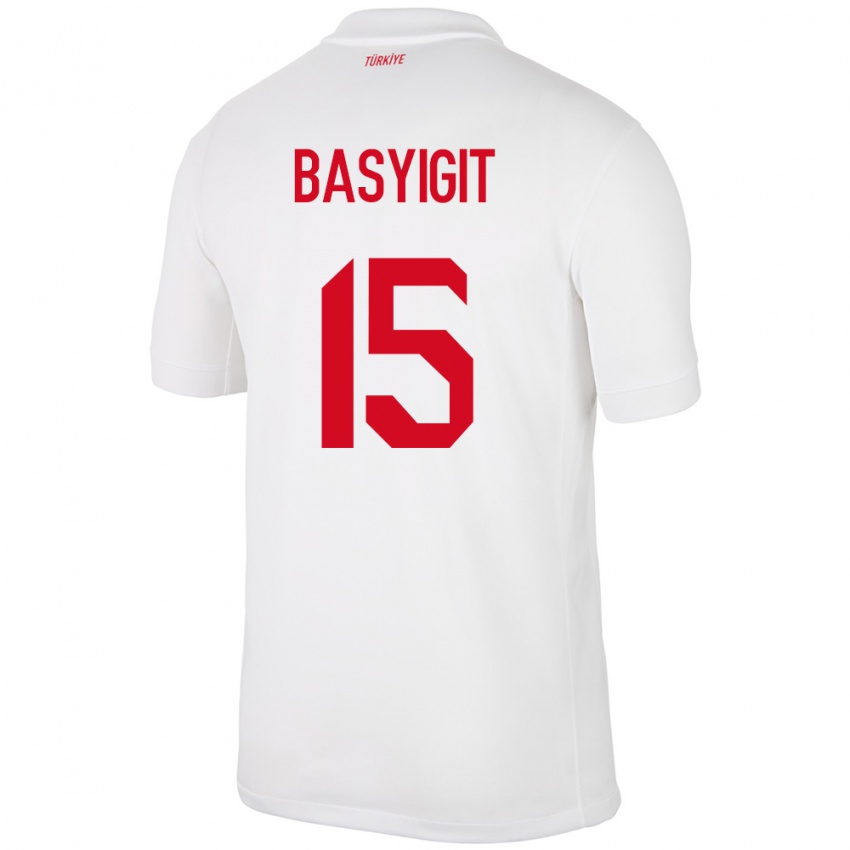 Herren Türkei Emirhan Başyiğit #15 Weiß Heimtrikot Trikot 24-26 T-Shirt