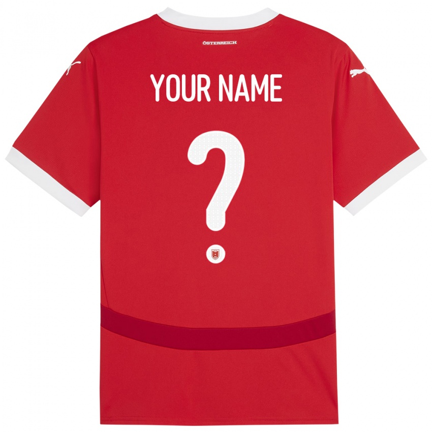 Herren Österreich Ihren Namen #0 Rot Heimtrikot Trikot 24-26 T-Shirt