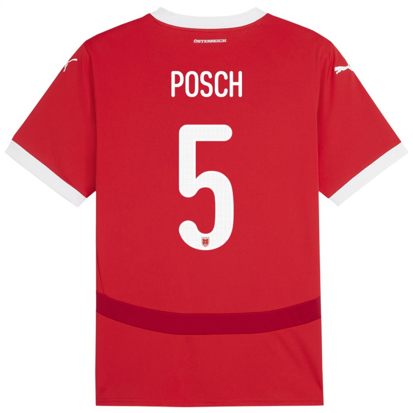 Herren Österreich Stefan Posch #5 Rot Heimtrikot Trikot 24-26 T-Shirt