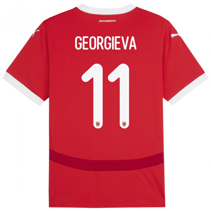 Herren Österreich Marina Georgieva #11 Rot Heimtrikot Trikot 24-26 T-Shirt