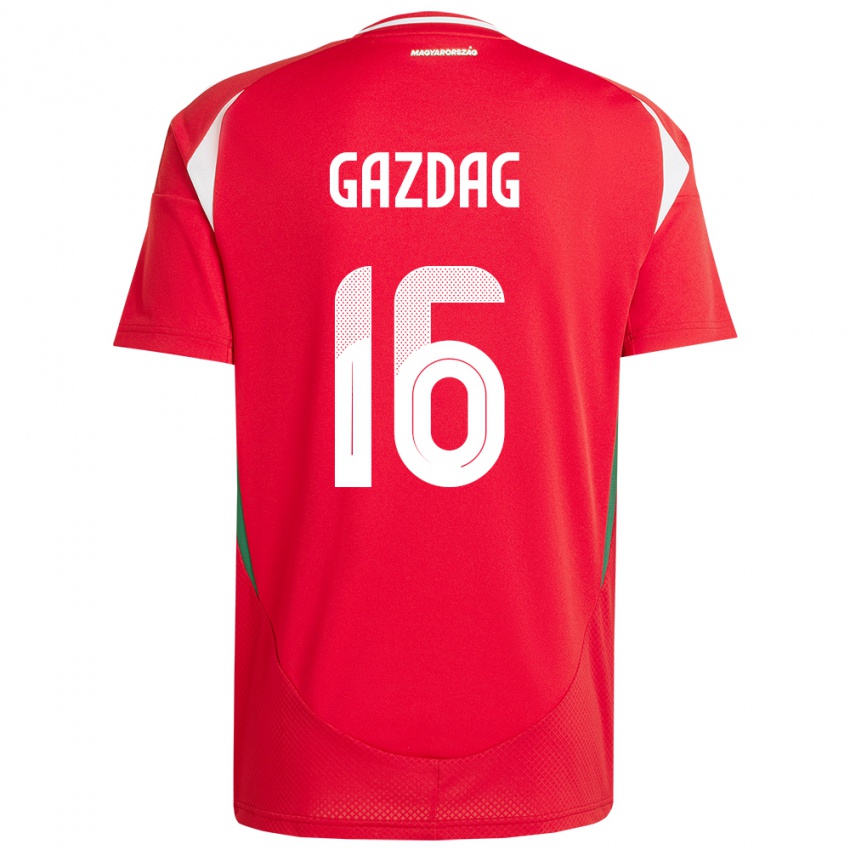 Herren Ungarn Dániel Gazdag #16 Rot Heimtrikot Trikot 24-26 T-Shirt