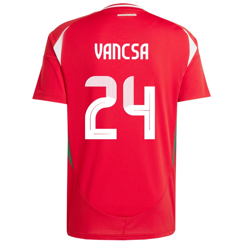 Herren Ungarn Zalán Vancsa #24 Rot Heimtrikot Trikot 24-26 T-Shirt