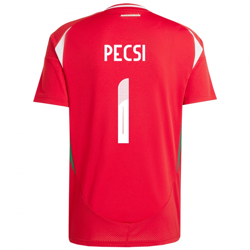 Herren Ungarn Ármin Pécsi #1 Rot Heimtrikot Trikot 24-26 T-Shirt