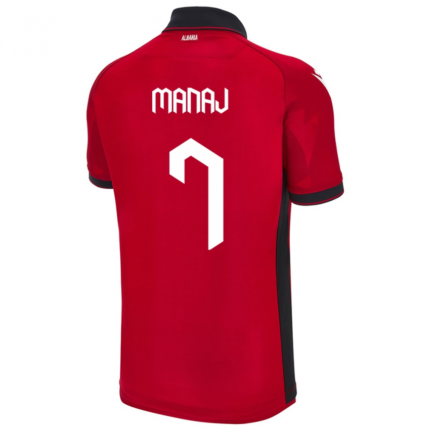 Herren Albanien Rey Manaj #7 Rot Heimtrikot Trikot 24-26 T-Shirt