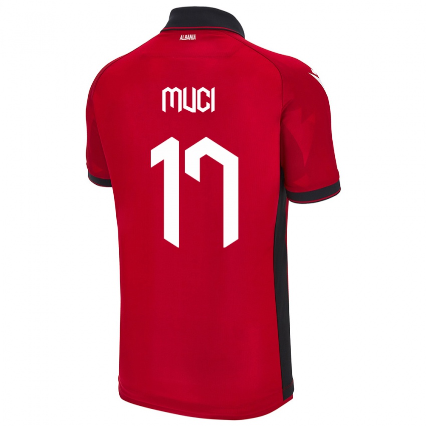 Herren Albanien Ernest Muci #17 Rot Heimtrikot Trikot 24-26 T-Shirt