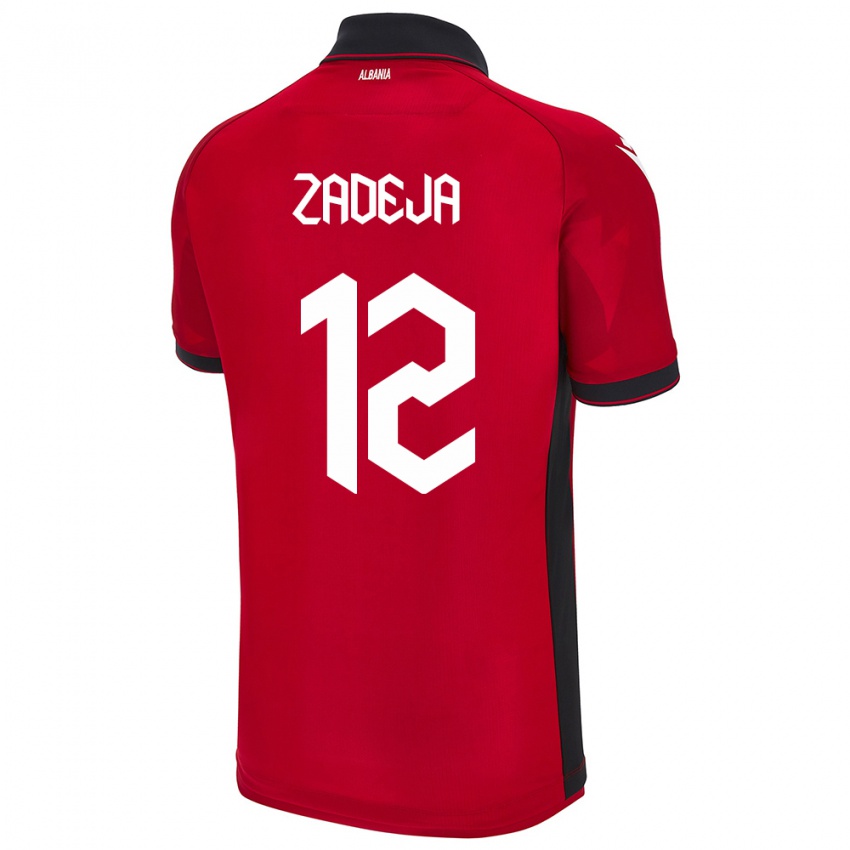 Herren Albanien Darius Zadeja #12 Rot Heimtrikot Trikot 24-26 T-Shirt