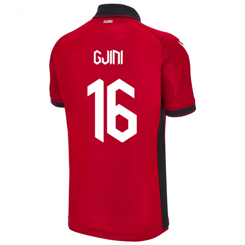 Herren Albanien Luçije Gjini #16 Rot Heimtrikot Trikot 24-26 T-Shirt