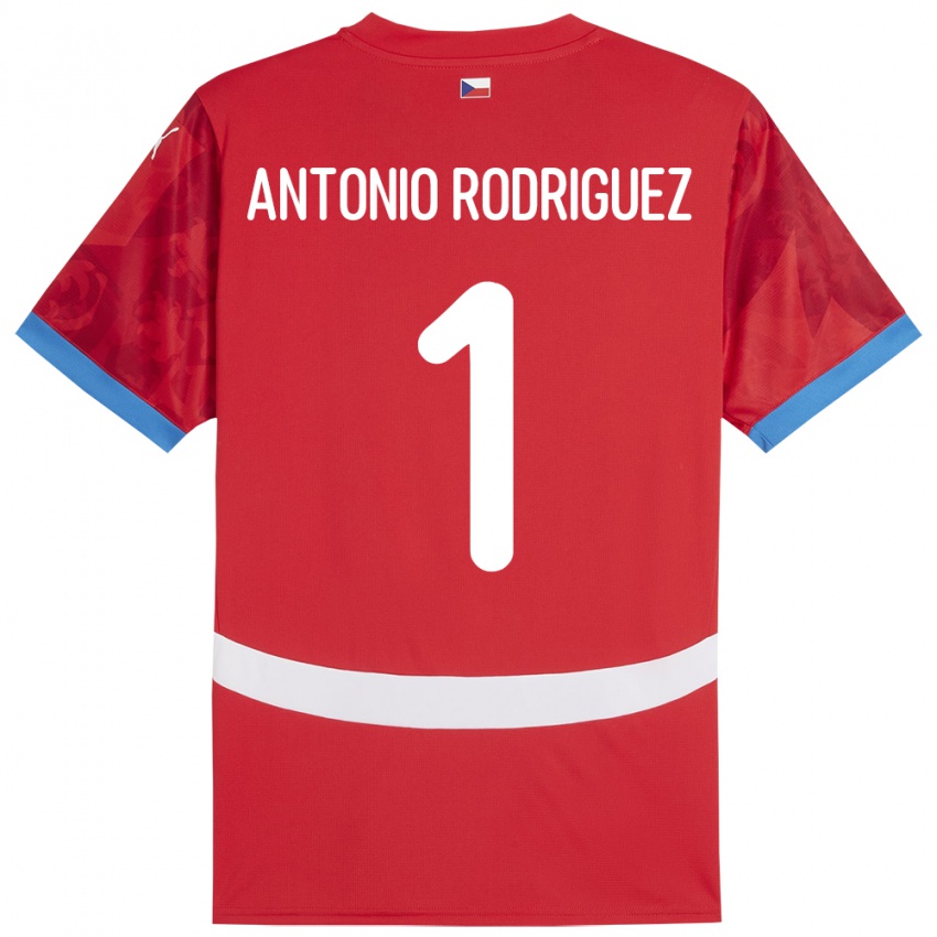 Herren Tschechien Pedro Antonio Rodriguez #1 Rot Heimtrikot Trikot 24-26 T-Shirt