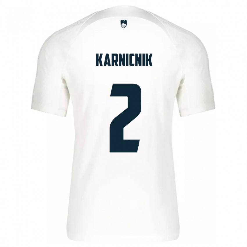 Herren Slowenien Zan Karnicnik #2 Weiß Heimtrikot Trikot 24-26 T-Shirt