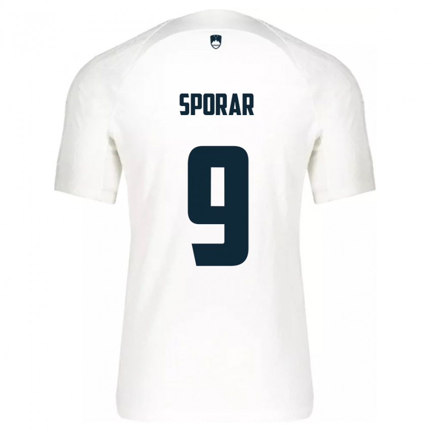 Herren Slowenien Andraz Sporar #9 Weiß Heimtrikot Trikot 24-26 T-Shirt