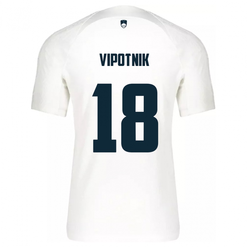 Herren Slowenien Zan Vipotnik #18 Weiß Heimtrikot Trikot 24-26 T-Shirt