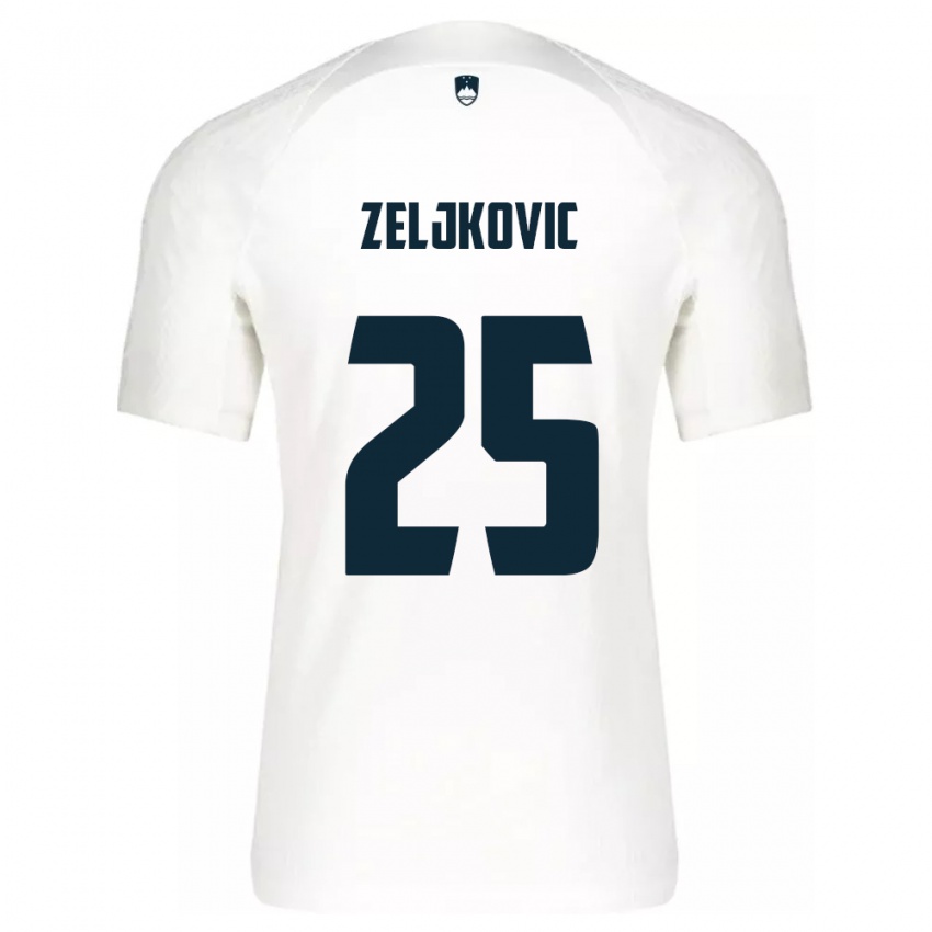 Herren Slowenien Adrian Zeljkovic #25 Weiß Heimtrikot Trikot 24-26 T-Shirt