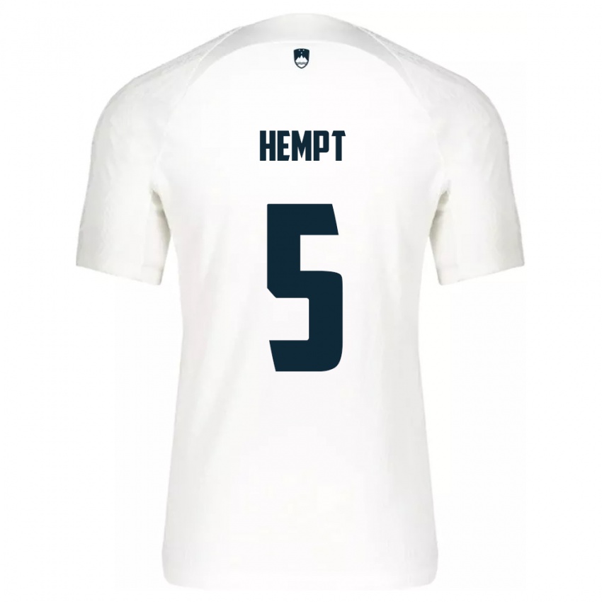 Herren Slowenien Lukas Hempt #5 Weiß Heimtrikot Trikot 24-26 T-Shirt